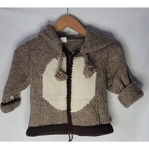 World of Wool- Boy's Wolf zip up Wool Jacket with hood- size Small